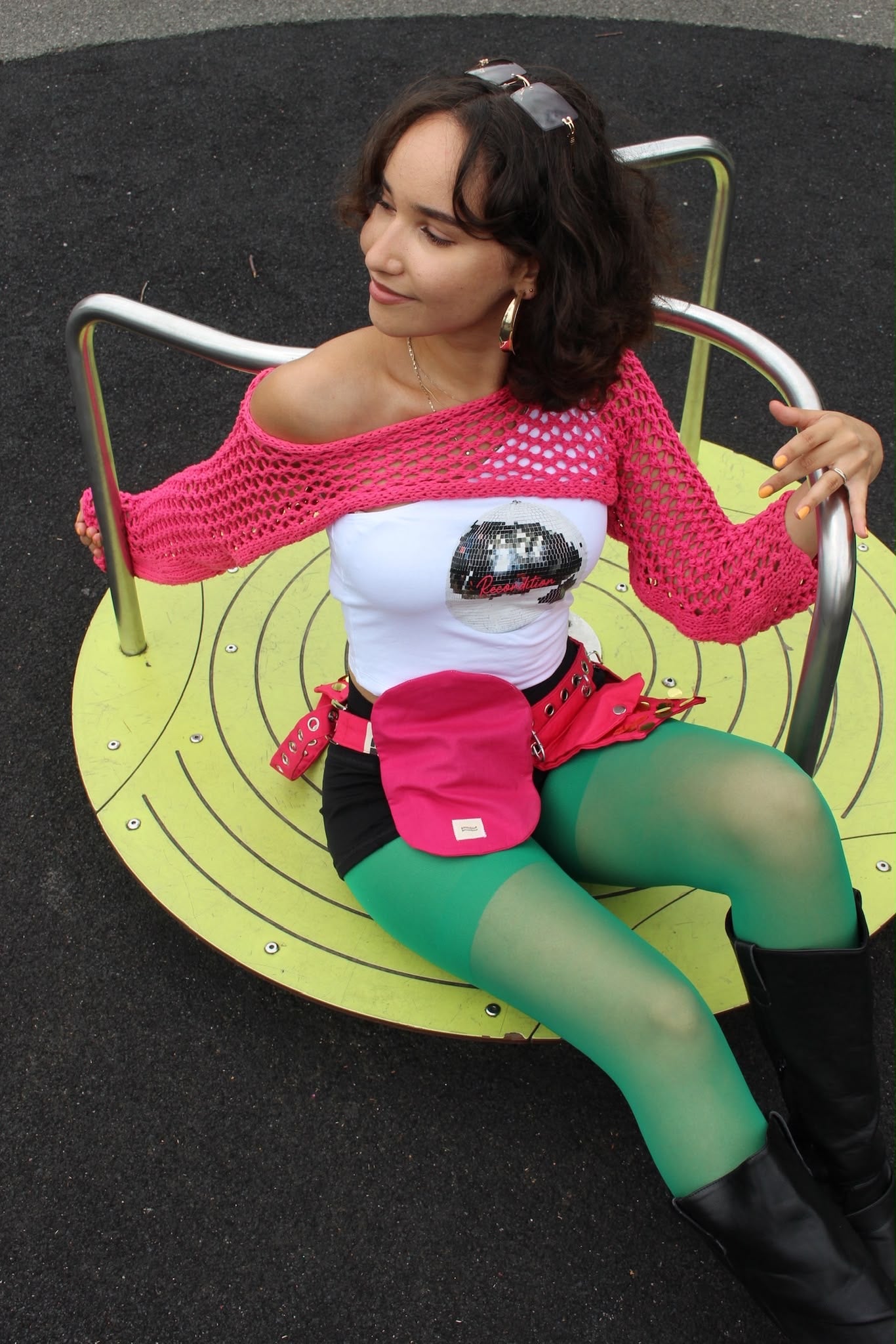 One shoulder disco tee