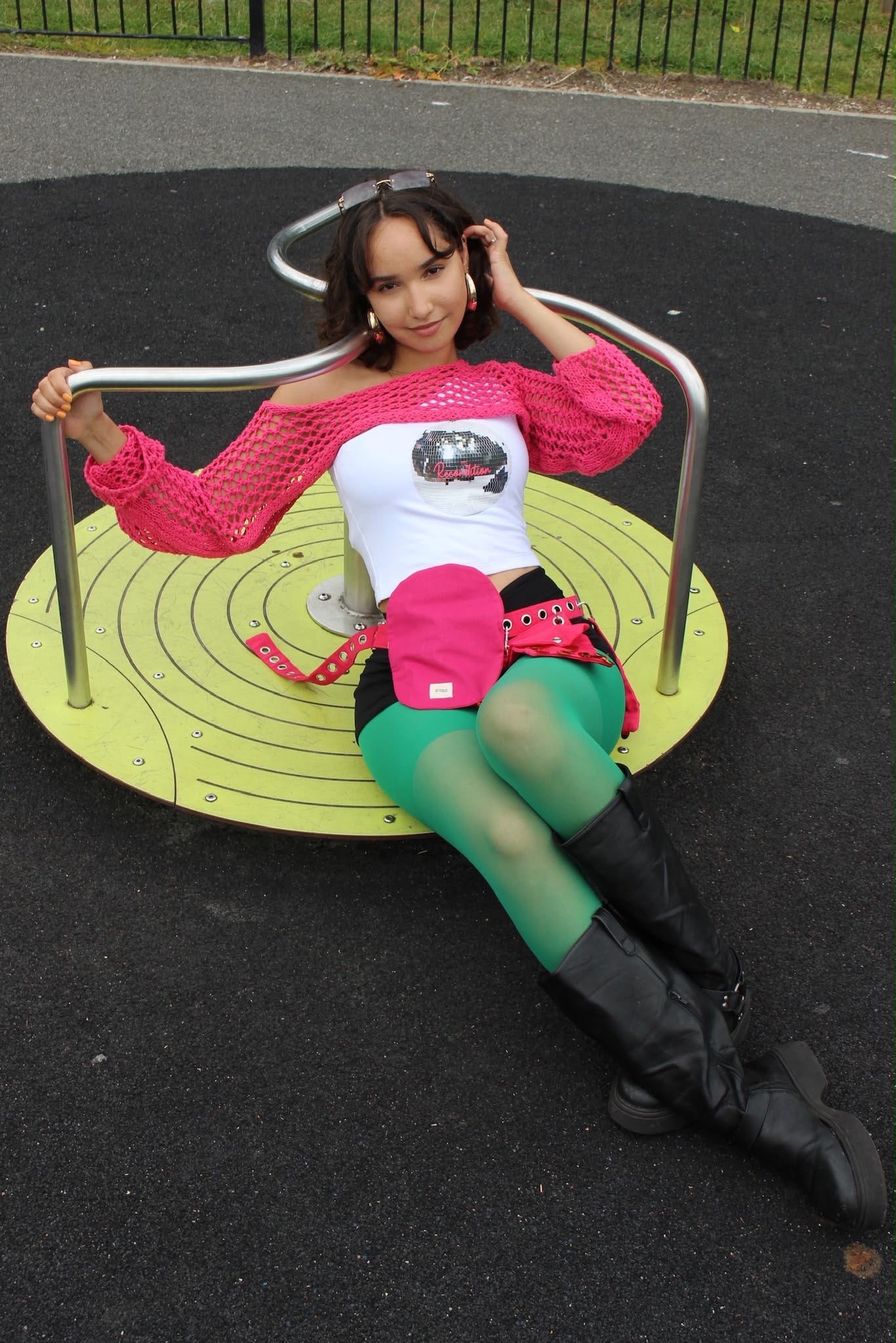 One shoulder disco tee