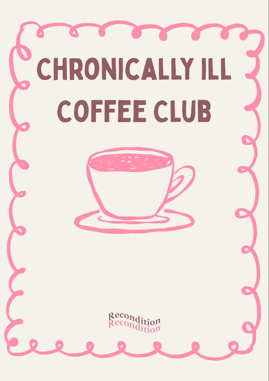 a sign with a cup of coffee