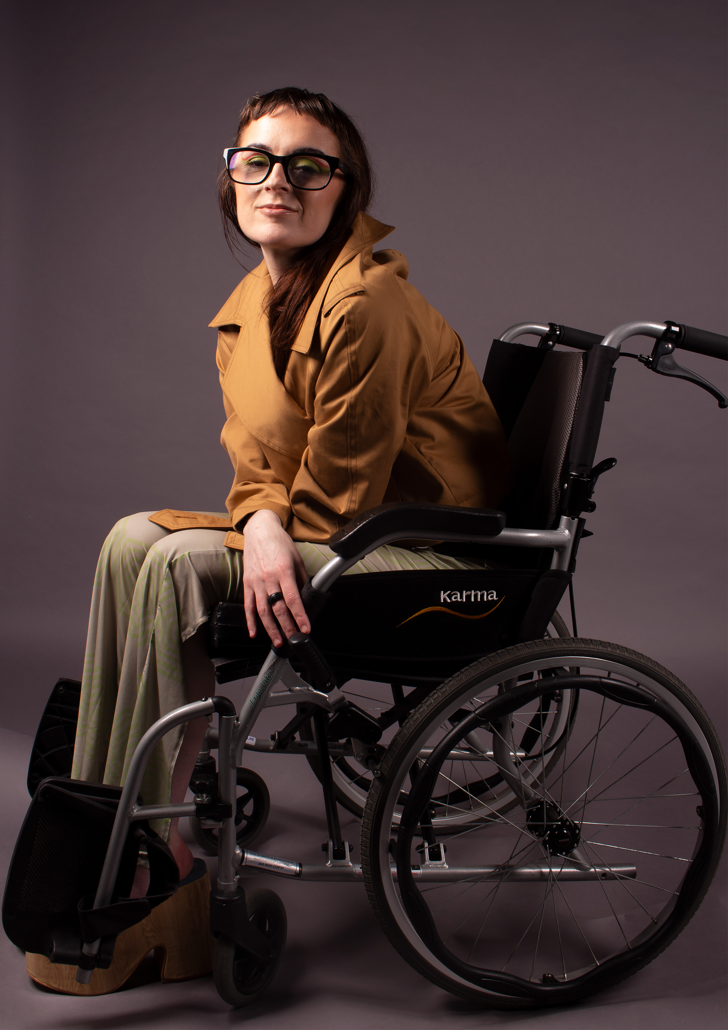 A wheelchair user modelling a full Recondition look.